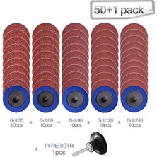 Pdrplnt 50 Adet Roloc Hızlı Değişim Diskleri 2 Inç Zımpara Diskleri ile 1 Adet 1/4 Inç Tutucu Pas Boya Temizleme Yüzey Durumu Diskleri (Yurt Dışından)