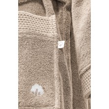 Ecocotton Pure Cotton Erkek Bornoz %100 Organik Pamuk Nakışlı Bej