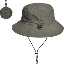 Shopiolog Yaz  Plaj Katlanabilir Balıkçı Kova Şapka  Ipli Su Geçirmez Antiuv Koruma Kamp Yürüyüş Dağcılık