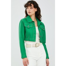 Derimod Mona Kadın Yeşil Kısa Deri Ceket