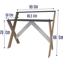 Zuesse Dizayn Iqas 50X90 cm Çalışma Masası Laptop Bilgisayar Masası Ofis Ders Yemek Çocuk Masası Antrasit - Çam