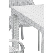 Nar Sokağı Camsız Beyaz 90X90 cm Rattan Bahçe Balkon Masası