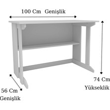 Zuesse Dizayn Vennüs 100X55 cm Kütüphaneli Geniş Çalışma Masası Laptop Bilgisayar Masası Ofis Ders Masası Beyaz