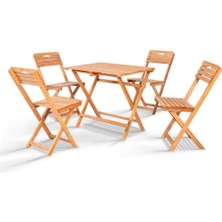 Nar Sokağı Bahçe Takımı Pita 4+1 Ahşap Bahçe Balkon Bistro Set