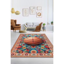 Homshtag Basketbol Topu Desenli Halı Çok Renkli Halı Spor Severe Hediye Halı Spor Sever Için Çiçekli Halı