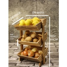 Teknotrust 3 Katlı Ahşap iTezgah Üstü Sebzelik Meyvelik Mutfak Düzenleyici Dekoratif Raf Dolap