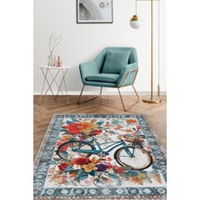 Homshtag Bisiklet Desenli Halı Çok Renkli Halı Spor Severe Hediye Halı Spor Sever Için Çiçekli Halı