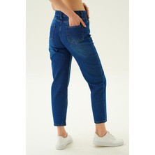 Rays 0803 Paça Yırtık Detay Jean Pantolon Koyu Mavi