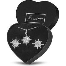 Forentina Gümüş Kaplama Kutup Yıldızı Kolye Küpe Takı Seti PS3105