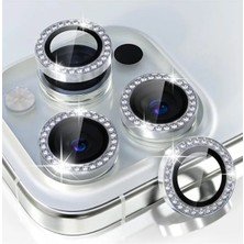 Eaksesuarnet iPhone 15 Pro Uyumlu Kamera Koruyucu Taşlı Cam Lens Mercek Koruyucu