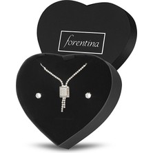 Forentina Gümüş Kaplama Baget Kolye Küpe Takı Seti PS3125