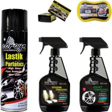 Ebrayn Lastik Parlatıcı+Döşeme Temizleyici+Jant TEMIZLEYICI+2AD Göğüs Parlatıcı+Sünger-6parça