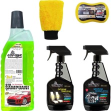Ebrayn Oto Şampuan + Döşeme Temizleyici + Motor Temizleyici + Yıkama Eldiveni ve Süngeri - 5 Parça