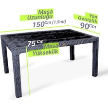 Nar Sokağı Camsız Antrasit 90X150 cm Rattan Bahçe Balkon Masası