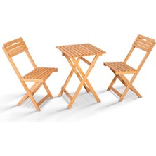 Nar Sokağı Bahçe Takımı Tiny 2+1 Ahşap Bahçe Balkon Bistro Set