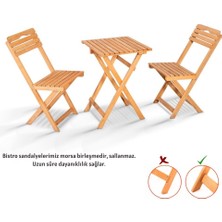 Nar Sokağı Bahçe Takımı Tiny 2+1 Ahşap Bahçe Balkon Bistro Set