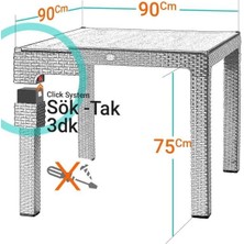 Nar Sokağı Camlı Kahve 90X90 cm Rattan Bahçe Balkon Masası