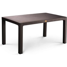 Nar Sokağı Camsız Kahve 90X150 cm Rattan Bahçe Balkon Masası