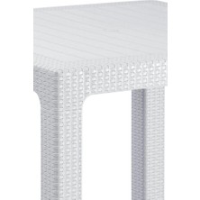 Nar Sokağı Camlı Beyaz 90X90 cm Rattan Bahçe Balkon Masası