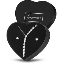 Forentina Gümüş Kaplama Su Yolu Kolye Küpe Takı Seti PS3122