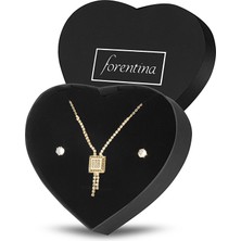 Forentina Altın Kaplama Baget Kolye Küpe Takı Seti PS3126