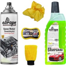Ebrayn Oto Bakım Seti Oto Şampuan + Motor Temizleyici + Yıkama Eldiveni + Sünger + Microfiber Bez