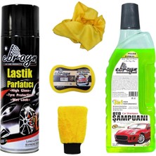 Ebrayn Oto Bakım Seti Oto Şampuan + Lastik Parlatıcı + Yıkama Eldiveni + Sünger + Microfiber Bez