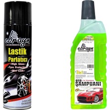 Ebrayn Oto Bakım Seti 1 Adet 1 Litre Oto Şampuanı + 1 Adet 500 ml Lastik Parlatıcı Sprey