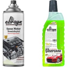 Ebrayn Oto Bakım Seti 1 Adet 1 Litre Oto Şampuanı + 1 Adet 500 ml Susuz Motor Temizleyici Sprey