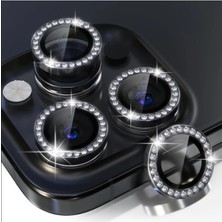 Eaksesuarnet iPhone 14 Pro Max Uyumlu Kamera Koruyucu Taşlı Cam Lens Mercek Koruyucu