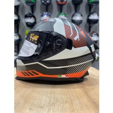 Sway 865 Güneş Vizörlü Full Face Black Orange Motosiklet Kaskı