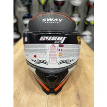 Sway 865 Güneş Vizörlü Full Face Black Orange Motosiklet Kaskı