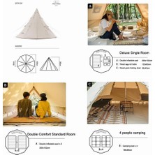 Naturehike Profound 9.6 Carpa Glamping Aile Çadırı | Cotton Pyramid Kanvas |