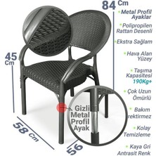 Nar Sokağı 4 Adet Bambu Rattan Kollu Sandalye Koltuk Siyah