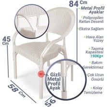 Nar Sokağı 6 Adet Bambu Rattan Kollu Sandalye Koltuk Kapiçino