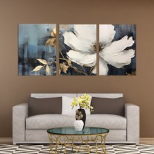 Gaagart 3'lü Kanvas Tablo Seti Yağlı Boya Dokulu Beyaz Manolya