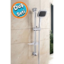 Tekno Trust Duş Seti Sürgülü Banyo Duş Başlığı Seti Fiskiyesi Telefonu Kare Başlık Metal Hortum