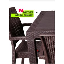 Nar Sokağı Zeugma Kahve 90X90 cm Camsız Rattan Bahçe Balkon Masa Takımı