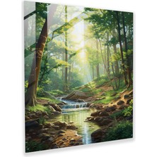 Painted Anarchy Doğanın Huzurunun Büyüleyici Cam Baskısı: Orman Harikalar Diyarı Ev Dekorasyonu Için Cam Duvar Sanatı, 30X30