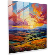 Painted Anarchy Dışavurumcu Cam Baskılar - Ekspresyonist Manzara Tablosu Cam Duvar Sanatı - Canlı Ev Dekorasyonu - Duvar Dekoru, 30X30
