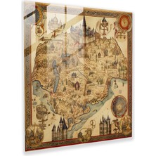 Painted Anarchy Kraliyet Krallık Haritası Cam Baskı, 70X70