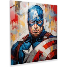 Painted Anarchy Marvel Kaptan Amerika Pop Art Cam Baskı - Marvel, Cam Baskı, Pop Art Resim, Modern Sanat, 30X30