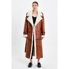 Nero Leather Fur Körli Tüy Kuzu Kürkü Kadın Manto (Regular Fıt)Mdl6