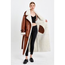 Nero Leather Fur Körli Tüy Kuzu Kürkü Kadın Manto (Regular Fıt)Mdl6