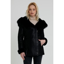 Nero Leather Fur Napa Kuzu Kürk Kapüşonlu Kaban (Regular Fit) HN34