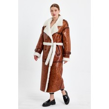 Nero Leather Fur Körli Tüy Kuzu Kürkü Kadın Manto (Regular Fıt)Mdl6