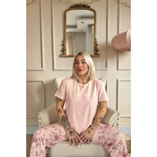 Pijama Evi Mercan Sun Desenli Kısa Kollu Örme Kadın Pijama Takımı