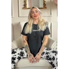 Pijama Evi Siyah Beauty Desenli Kısa Kollu Örme Kadın Pijama Takımı