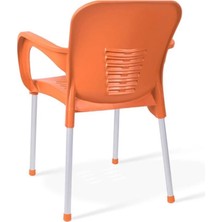 Nar Sokağı 4 Adet Metal Ayaklı Plastik Sandalye Koltuk Turuncu