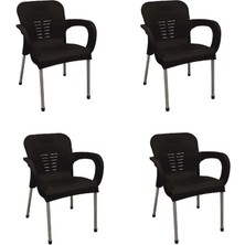 Nar Sokağı 4 Adet Metal Ayaklı Plastik Sandalye Koltuk Kahve